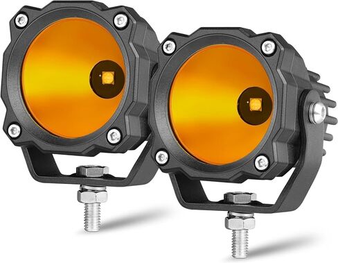 3 Inch Round LED Pod Lights 50W Spot Amber Motorcycle Driving Lights Amber LED Pods Offroad Lights Round Fog Lights 2PCS for Motorcycle Truck Pickup UTV ATV SUV in Kuwait