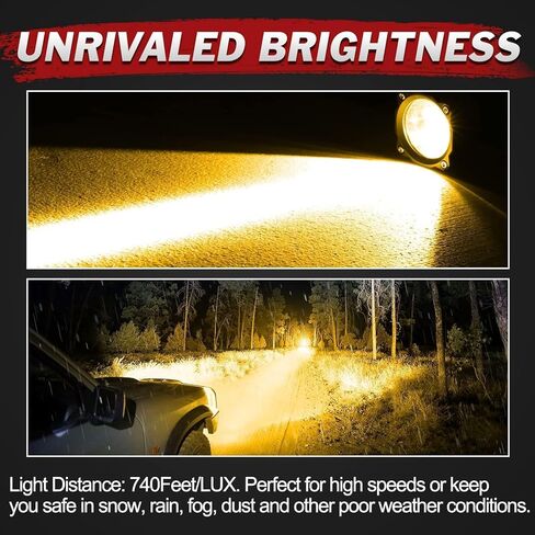 3 Inch Round LED Pod Lights 50W Spot Amber Motorcycle Driving Lights Amber LED Pods Offroad Lights Round Fog Lights 2PCS for Motorcycle Truck Pickup UTV ATV SUV in Kuwait