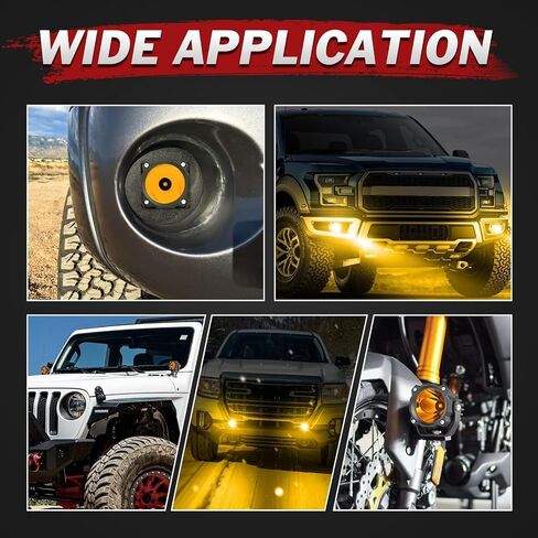 3 Inch Round LED Pod Lights 50W Spot Amber Motorcycle Driving Lights Amber LED Pods Offroad Lights Round Fog Lights 2PCS for Motorcycle Truck Pickup UTV ATV SUV in Kuwait