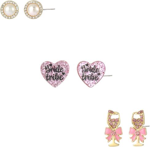 ماديسون تايلر 3 أزواج أقراط زفاف للعرائس | مجموعة أقراط لحفلات الزفاف | أقراط العروس لحفلة توديع العزوبية | هدايا العروس للاحتفال بالزفاف in Kuwait