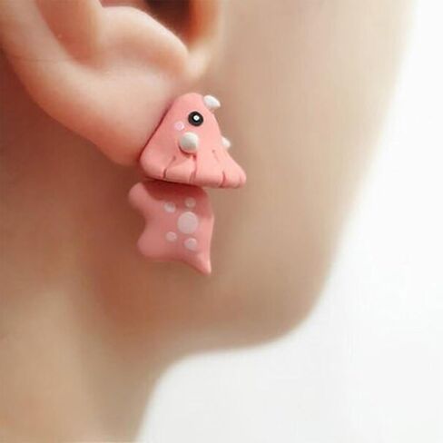 Cute Cartoon Animal Earrings Funny Animal Bite Earrings 3D Clay Stud Earrings Dinosaur Shark Dog Hippo Whale Crocodile Earrings Jewelry For Women(Yellow Dog) in Kuwait