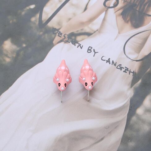 Cute Cartoon Animal Earrings Funny Animal Bite Earrings 3D Clay Stud Earrings Dinosaur Shark Dog Hippo Whale Crocodile Earrings Jewelry For Women(Yellow Dog) in Kuwait