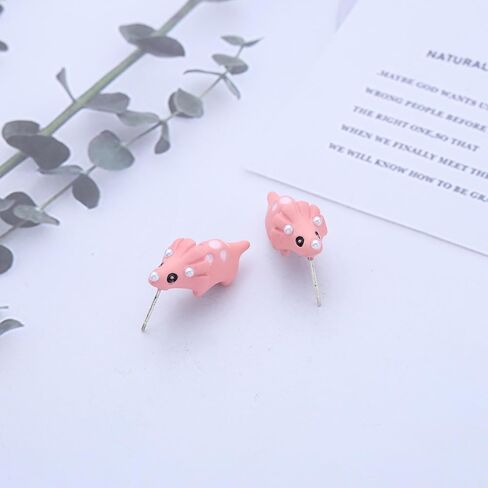 Cute Cartoon Animal Earrings Funny Animal Bite Earrings 3D Clay Stud Earrings Dinosaur Shark Dog Hippo Whale Crocodile Earrings Jewelry For Women(Yellow Dog) in Kuwait