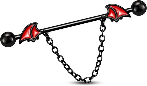 سم Crareesi هوس الهالوين الحديد الصناعي 316L الفولاذ المقاوم للصدأ ثقب المجوهرات الصناعية 14G الخفافيش الصناعية ثقب بار سلسلة الأقراط الصناعية in Kuwait