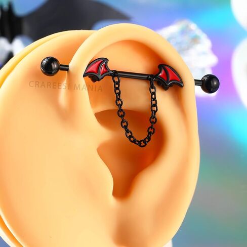 سم Crareesi هوس الهالوين الحديد الصناعي 316L الفولاذ المقاوم للصدأ ثقب المجوهرات الصناعية 14G الخفافيش الصناعية ثقب بار سلسلة الأقراط الصناعية in Kuwait