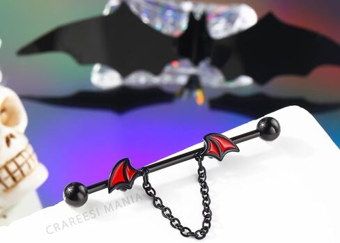 سم Crareesi هوس الهالوين الحديد الصناعي 316L الفولاذ المقاوم للصدأ ثقب المجوهرات الصناعية 14G الخفافيش الصناعية ثقب بار سلسلة الأقراط الصناعية in Kuwait