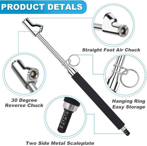 Dual Head Tire Pressure Gauge, Heavy Duty Air Gauge Tire Pressure with Two Side Aluminum Scaleplate, Truck Tire Gauges for Tire Pressure Range to 10-150 PSI, Black, 2 Pack in Saudi Arabia