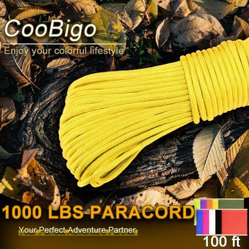 CooBigo Paracord Rope 1000lb,4mm 12 Strand Parachute Cord,100ft White Paracord for DIY Weave Bracelet/Lanyards,Tent Camping,Hiking,Survival,or Others Outdoor Gear in Saudi Arabia