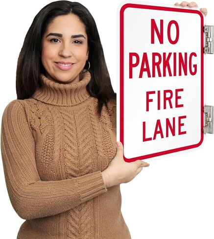لافتة معدنية SmartSign مقاس 18 × 12 بوصة "No Parking Fire Lane"، مركب ألومنيوم 120 مل (ACM)، مادة عاكسة من الدرجة الهندسية، أحمر وأبيض in Saudi Arabia
