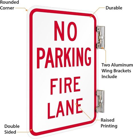 لافتة معدنية SmartSign مقاس 18 × 12 بوصة "No Parking Fire Lane"، مركب ألومنيوم 120 مل (ACM)، مادة عاكسة من الدرجة الهندسية، أحمر وأبيض in Saudi Arabia