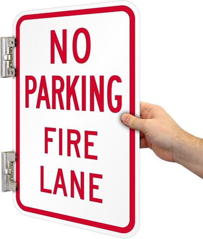 لافتة معدنية SmartSign مقاس 18 × 12 بوصة "No Parking Fire Lane"، مركب ألومنيوم 120 مل (ACM)، مادة عاكسة من الدرجة الهندسية، أحمر وأبيض in Saudi Arabia