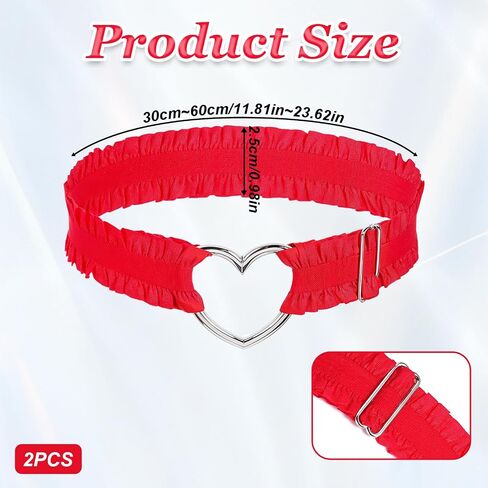 2 Pcs Adjustable Heart Lace Thigh Garter, Leather Leg Garter with Chains, Women's Adjustable Thigh Garter Belt, Lace Thigh Garter Red Heart Garters Belt, Elastic Leg Garters Belt for Women in Saudi Arabia
