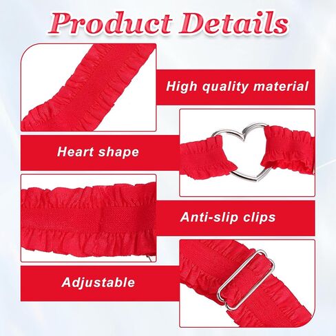 2 Pcs Adjustable Heart Lace Thigh Garter, Leather Leg Garter with Chains, Women's Adjustable Thigh Garter Belt, Lace Thigh Garter Red Heart Garters Belt, Elastic Leg Garters Belt for Women in Saudi Arabia
