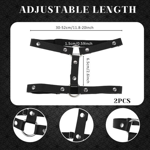 Leather Leg Harness, Adjustable Elastic 2 Rows Leather Leg Belt Ring Body Harness, Black Punk Garters Belts Gothic Thigh Holster Ring Body Chain Accessories Jewelry for Women in Saudi Arabia
