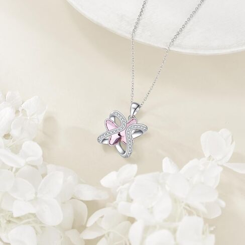 Infinity Butterfly Crystal Necklace for Women Sterling Silver Butterfly Pendant with Swarovski crystal Blue Butterfly Gifts for Butterfly Lovers butterflies White Birthstone Jewelry Gifts in Kuwait