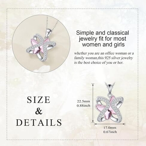 Infinity Butterfly Crystal Necklace for Women Sterling Silver Butterfly Pendant with Swarovski crystal Blue Butterfly Gifts for Butterfly Lovers butterflies White Birthstone Jewelry Gifts in Kuwait
