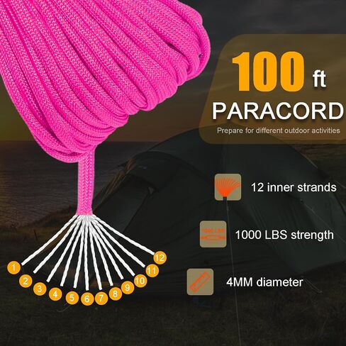 CooBigo Paracord Rope 1000lb,4mm 12 Strand Parachute Cord,100ft Blue Paracord for DIY Weave Bracelet/Lanyards,Tent Camping,Hiking,Survival,or Others Outdoor Gear in Saudi Arabia