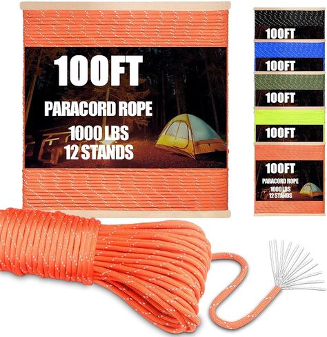 CooBigo Paracord Rope 1000lb,4mm 12 Strand Parachute Cord,100ft Blue Paracord for DIY Weave Bracelet/Lanyards,Tent Camping,Hiking,Survival,or Others Outdoor Gear in Saudi Arabia