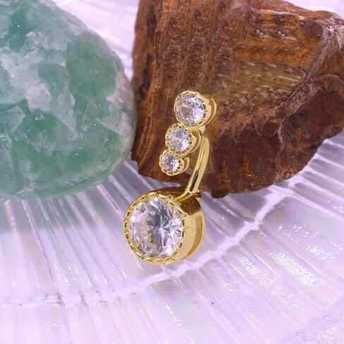 VERAMI 14G 925 Sterling Silver Belly Button Rings For Women 12mm Bar Navel Ring Round Cubic Zirconia Belly Rings Clear CZ Navel Rings Piercing in Kuwait