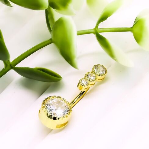 VERAMI 14G 925 Sterling Silver Belly Button Rings For Women 12mm Bar Navel Ring Round Cubic Zirconia Belly Rings Clear CZ Navel Rings Piercing in Kuwait