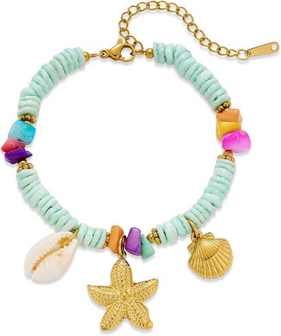 Gold Charm Bracelet for Women Boho Scallop Shell Bracelet Adjustable Starfish Bracelet Summer Beach Ocean Statement Bracelet in Saudi Arabia