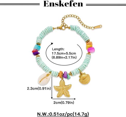Gold Charm Bracelet for Women Boho Scallop Shell Bracelet Adjustable Starfish Bracelet Summer Beach Ocean Statement Bracelet in Saudi Arabia