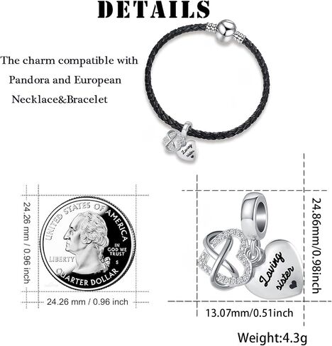 TCHYUN Family Double Heart Charm Infinite Love Bead for Pandora Bracelet Women Gift in Kuwait