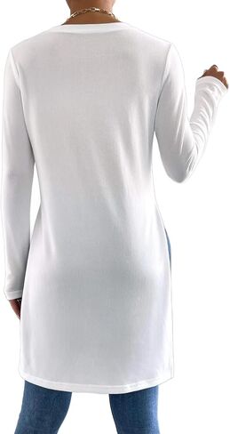 تيشيرتات نسائية بفتحة جانبية من Remidoo بأكمام طويلة ورقبة على شكل حرف V وتونيك أساسي in Kuwait