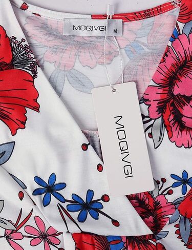 MOQIVGI Womens V Neck Printed Loose Fit Casual Blouse Top Tunic Shirt in Kuwait
