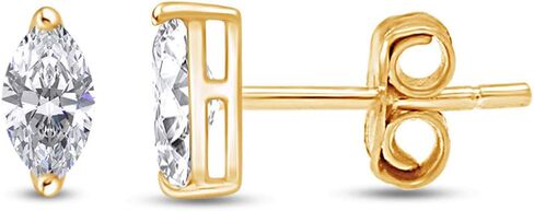 Simulated White Cubic Zirconia Or Moissanite Marquise Frame Stud Earrings for Women in 14k Gold Plated Sterling Silver, Cubic Zirconia Or Moissanite Gift For Her in Saudi Arabia