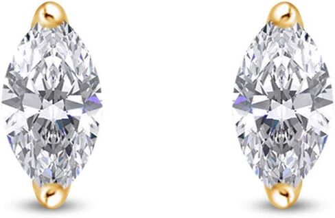 Simulated White Cubic Zirconia Or Moissanite Marquise Frame Stud Earrings for Women in 14k Gold Plated Sterling Silver, Cubic Zirconia Or Moissanite Gift For Her in Saudi Arabia
