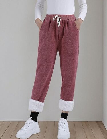 Yeokou Womens Sherpa Lined Sweatpants Winter Warm Fleece Pants in Kuwait