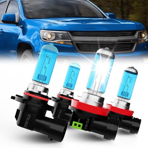 متوافق مع مصابيح Chevy Colorado 2015 2016 2017 2018 2019 2020 2021 2022 2023، 9005/HB3/H10 شعاع عالٍ + H11/H8/H9 هالوجين منخفض الشعاع، 4 عبوات in Kuwait