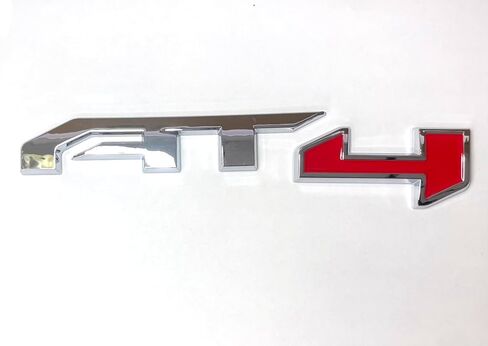 شعار باب AT4 باللون الكروم والأحمر لـ 2019-2024 GMC Yukon وSierra وCanyon - مثالي لكل من الأبواب اليمنى واليسرى - يناسب موديلات 1500 و2500HD و3500HD in Kuwait
