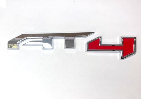 شعار باب AT4 باللون الكروم والأحمر لـ 2019-2024 GMC Yukon وSierra وCanyon - مثالي لكل من الأبواب اليمنى واليسرى - يناسب موديلات 1500 و2500HD و3500HD in Kuwait