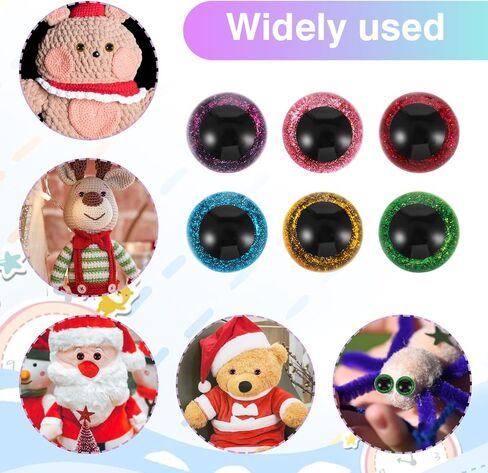 120pcs Glitter Plastic Safety Eyes with Washers,20mm Crochet Safety Eyes for Amigurumi,Crochet Eyes for Animals,Stuffed Animal Eyes for DIY of Puppet, Bear, Toy Halloween Decorations in Saudi Arabia