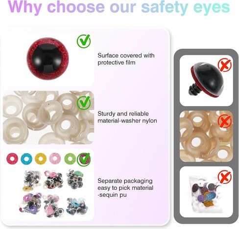 120pcs Glitter Plastic Safety Eyes with Washers,20mm Crochet Safety Eyes for Amigurumi,Crochet Eyes for Animals,Stuffed Animal Eyes for DIY of Puppet, Bear, Toy Halloween Decorations in Saudi Arabia