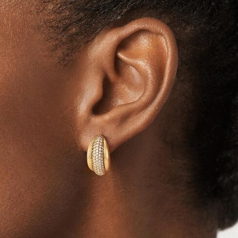 Gold Hoop Earrings for Women Trendy 14K Gold Plated Cubic Zirconia Sterling Silver Post Gold Earrings Hypoallergenic Simple Gold Jewelry in Kuwait