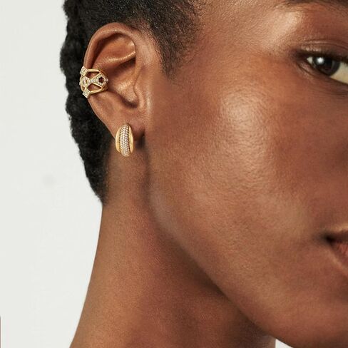 Gold Hoop Earrings for Women Trendy 14K Gold Plated Cubic Zirconia Sterling Silver Post Gold Earrings Hypoallergenic Simple Gold Jewelry in Kuwait