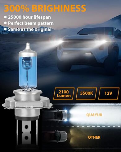 Fit For Toyota Tacoma 1997-2015 Halogen Headlight Bulbs, 9003/H4 High Low Beam Headlight Bulbs, High Performance High Beam, Low Beam Replacement Bulb, Pack of 2 in Saudi Arabia