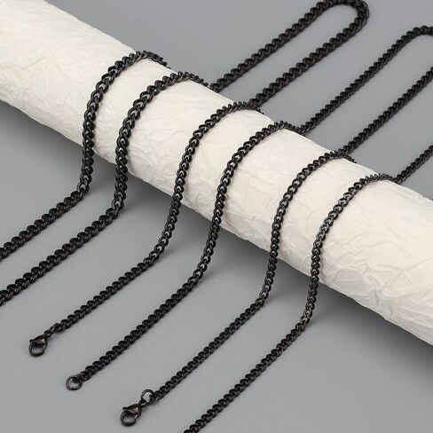 Reoxvo Silver/Black/14K Gold Plated Brass Cuban Link Chain for Men Stainless Steel Chain Necklaces for Men Women Neck Chains for Pendants Mens Accessories Jewelry 18/20/22/24/30 Inch in Saudi Arabia