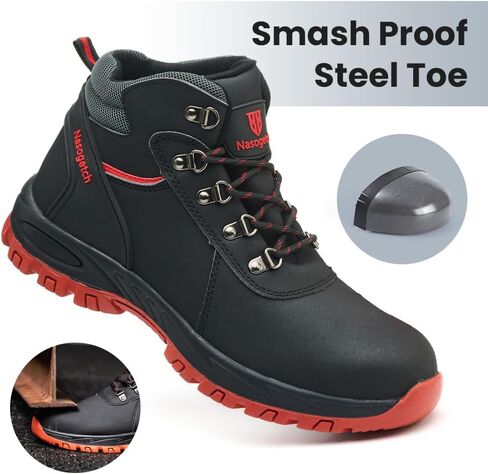 Nasogetch Steel Toe Boots for Men Women Work Boots Comfortable Lightweight Steel Toe Shoes Puncture Proof Non Slip Work Shoes Fleece-Lined in Saudi Arabia