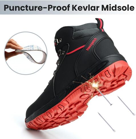 Nasogetch Steel Toe Boots for Men Women Work Boots Comfortable Lightweight Steel Toe Shoes Puncture Proof Non Slip Work Shoes Fleece-Lined in Saudi Arabia