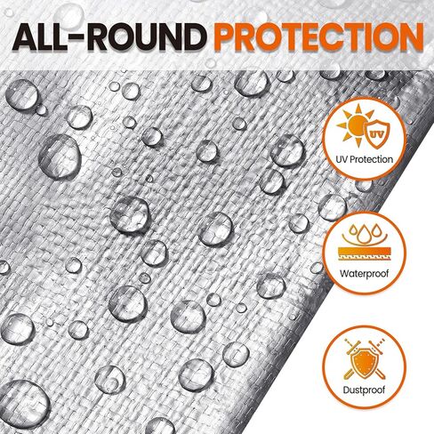 10x20 FT Tarp Waterproof, 16 Mil Tarps Heavy Duty Waterproof Multipurpose Protective Cover UV Resistant Rip & Tear Resistant Waterproof with Grommets Reversible for Home Boats Cars Camping in Kuwait