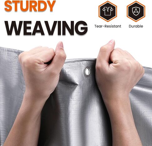 10x20 FT Tarp Waterproof, 16 Mil Tarps Heavy Duty Waterproof Multipurpose Protective Cover UV Resistant Rip & Tear Resistant Waterproof with Grommets Reversible for Home Boats Cars Camping in Kuwait