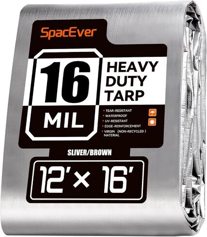 10x20 FT Tarp Waterproof, 16 Mil Tarps Heavy Duty Waterproof Multipurpose Protective Cover UV Resistant Rip & Tear Resistant Waterproof with Grommets Reversible for Home Boats Cars Camping in Kuwait