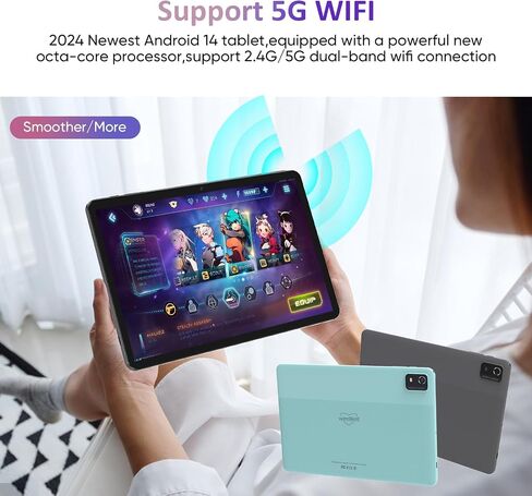 weelikeit Tablet 10 inch, Android 14 Tablets with Octa-Core Processor 14GB(6+8) RAM 128GB ROM, 1200x1920 FHD Screen, 5G WiFi, 5MP+13MP Dual Camera, Bluetooth 5.0, 7000mAh Battery (Gray) in Saudi Arabia
