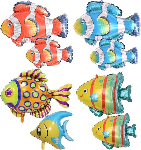 Sea Animal Balloons - Large Shark Dolphin Whale Fish Sea Creature Foil Balloons, Under The Sea Balloons, Ocean Balloons for Under The Sea and Ocean Theme Party Decorations - Pack of 8 in Saudi Arabia