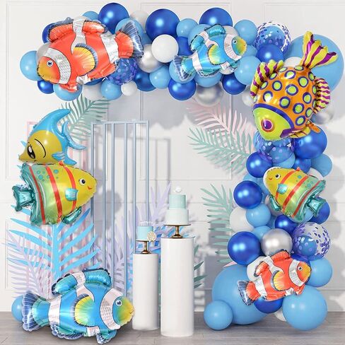 Sea Animal Balloons - Large Shark Dolphin Whale Fish Sea Creature Foil Balloons, Under The Sea Balloons, Ocean Balloons for Under The Sea and Ocean Theme Party Decorations - Pack of 8 in Saudi Arabia