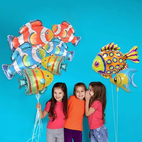 Sea Animal Balloons - Large Shark Dolphin Whale Fish Sea Creature Foil Balloons, Under The Sea Balloons, Ocean Balloons for Under The Sea and Ocean Theme Party Decorations - Pack of 8 in Saudi Arabia